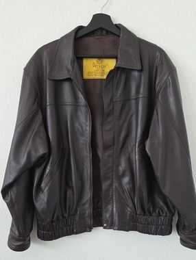 Peruzzi Men's Dark Brown Leather Bomber Jacket